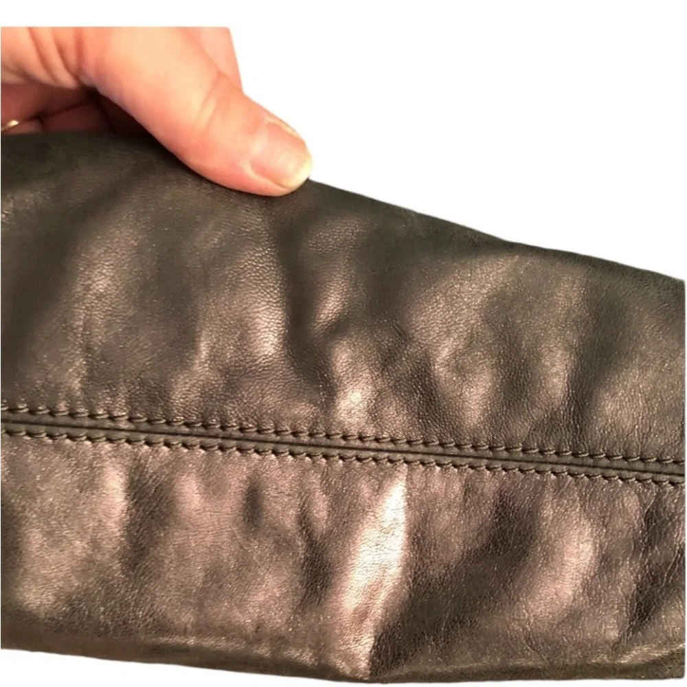 Micheal Kors large silver pewter metallic ultra soft bag long adjustable
